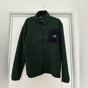 The North Face Forest Green Fleece Jacket with Navy Trim